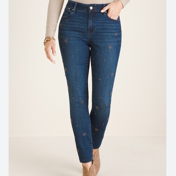 Chico’s Secret Stretch Starburst Scatter Jean Jeggings sz 2.5 (14R) NWT